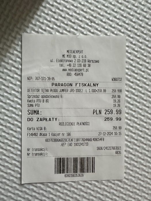 Detektor tętna płodu Jumper