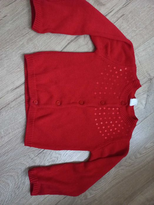 Bardzo ładny ciepły czerwony sweter 80