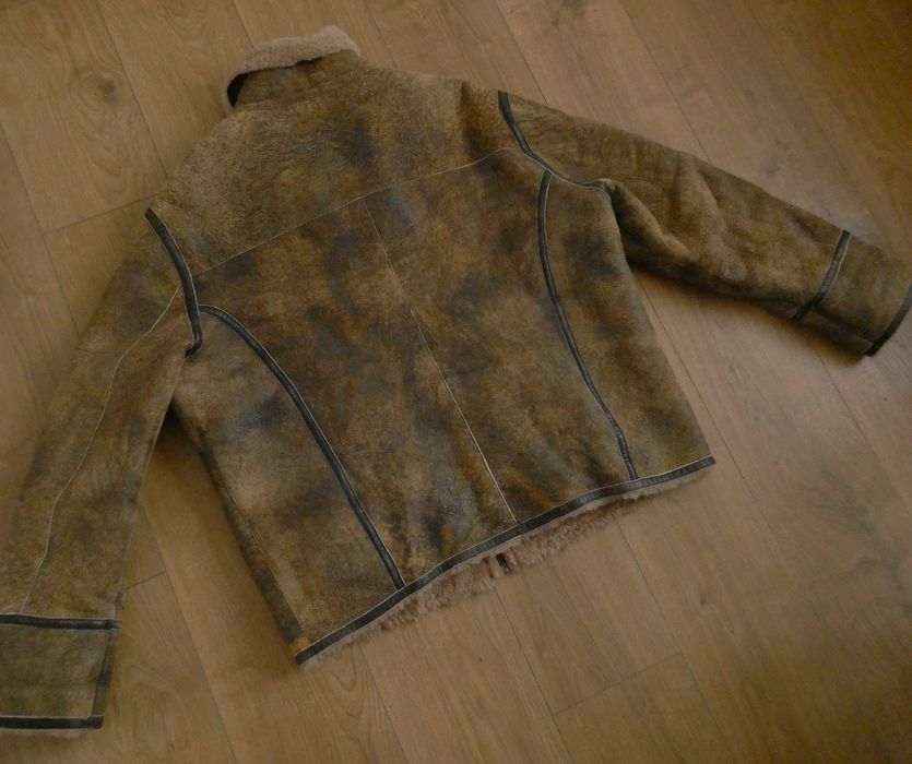 Kurtka skórzana męska MILESTONE skóra PILOTKA lotnicza KOŻUCH  XL