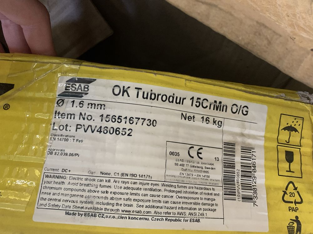Порошковий дріт OK Tubrodur 15 CrMn O/G 1.6mm, 16кг