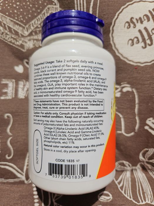 Now Foods омега-3-6-9 omega 3 6 9 олія льону примули гарбуза 100 250