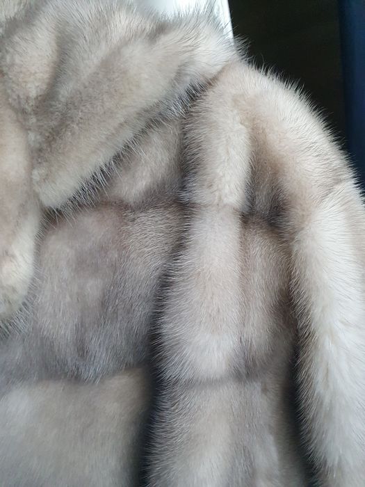 Норковая шубка Manakas из серенькой плюшевой норки, размер XS-S