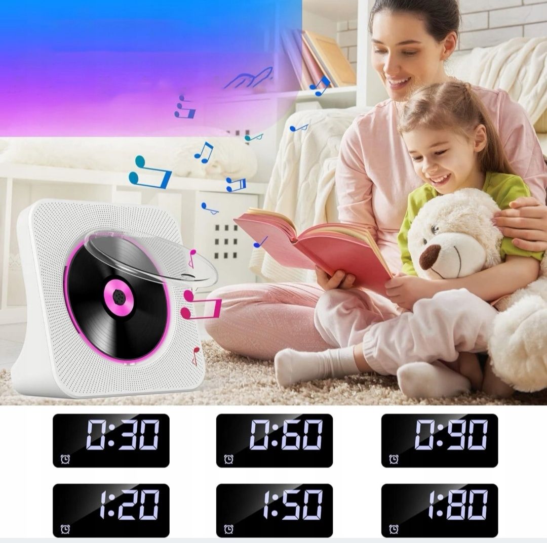Odtwarzacz CD z funkcją Bluetooth Wbudowane dwa głośniki HiFi Radio FM