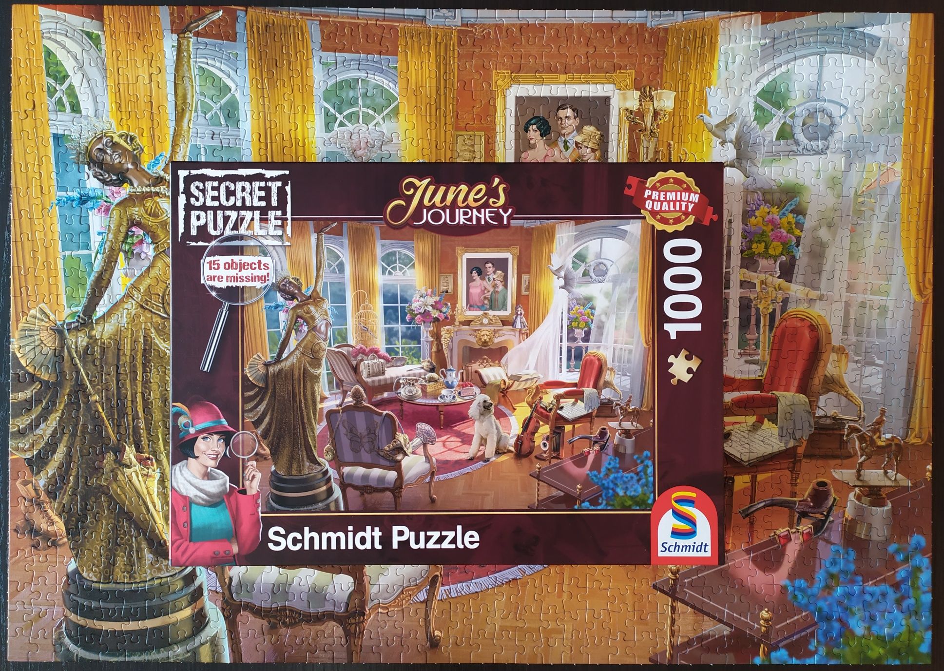 Puzzle Schmidt 1000 June's Journey Salon w domu rodzinnym