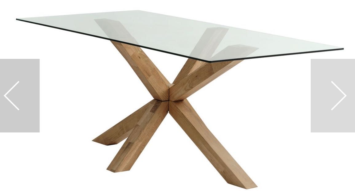 Mesa jantar tampo em vidro e pés em madeira 100x200