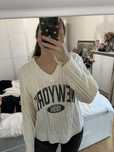 Sweter z dekoltem w serek H&M S/M kremowy biały y2k
