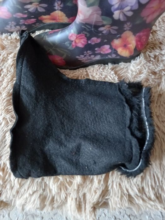 Резиновые сапожки с.о вставные чулком из искусственного меха