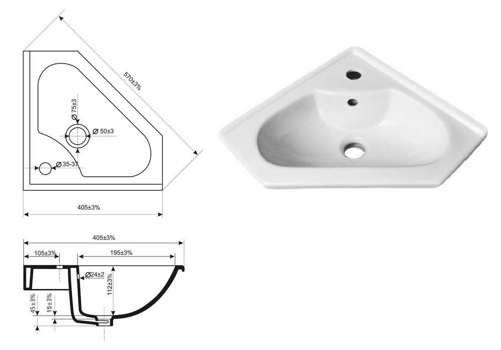 Новая угловая тумба в комплекте с умывальником 40см. Влагостойкая.