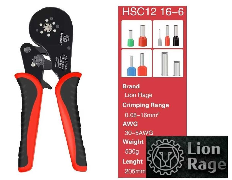 Кримпер обжимні кліщі 6 кул. Lion Rage підвищений діапазон перетинів