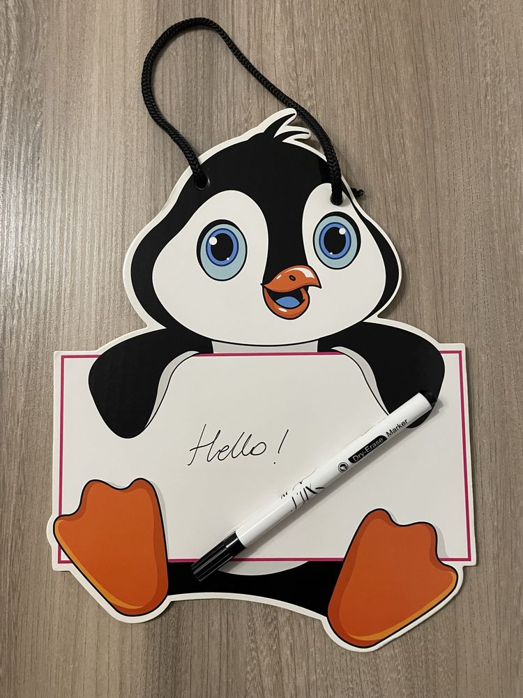 Tablica suchościeralna - Pingwin - Mała - do pisania - dla dzieci