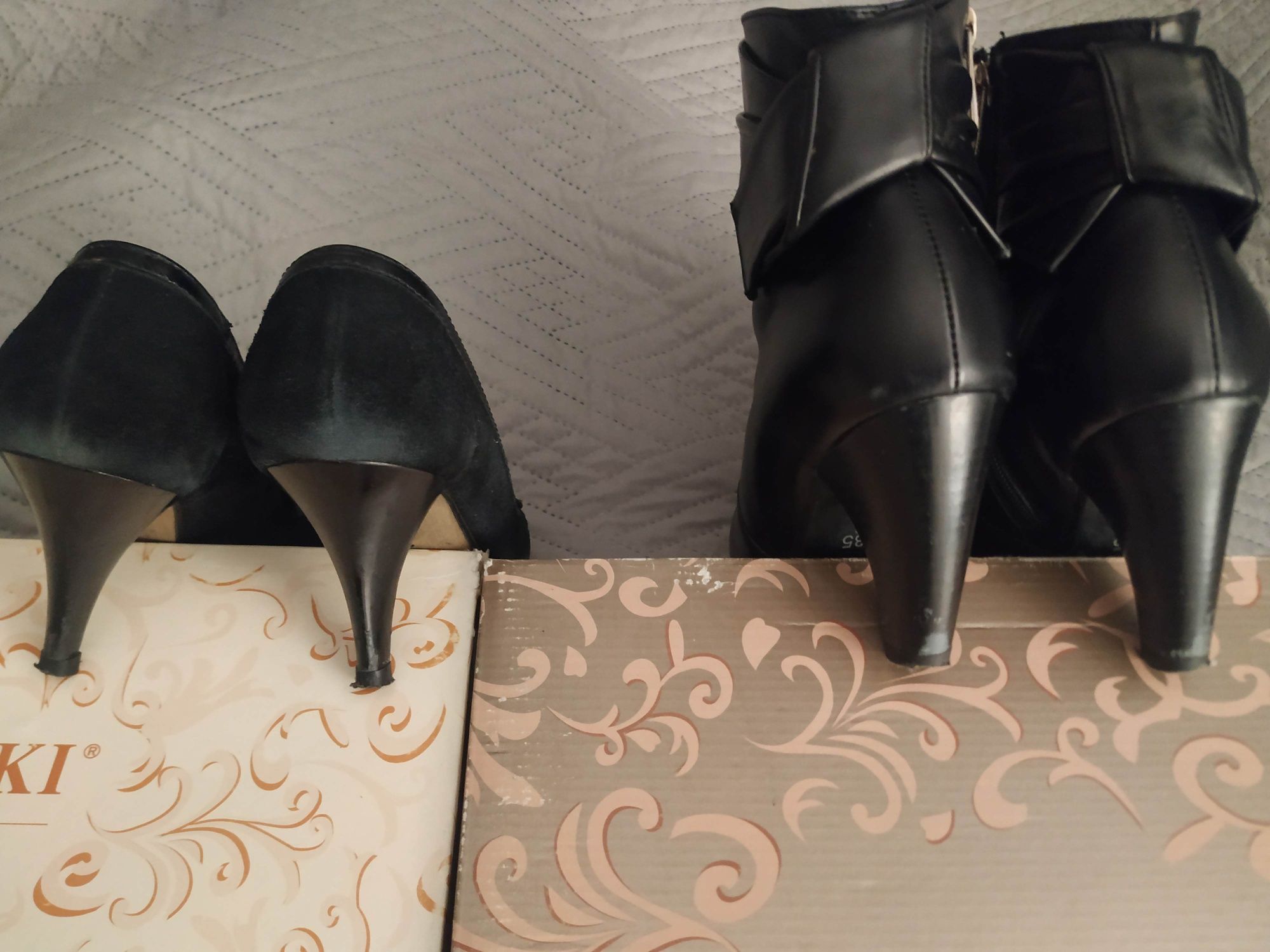 2x buty zimowe kozaki botki, szpilki Lasocki CCC rozmiar 35