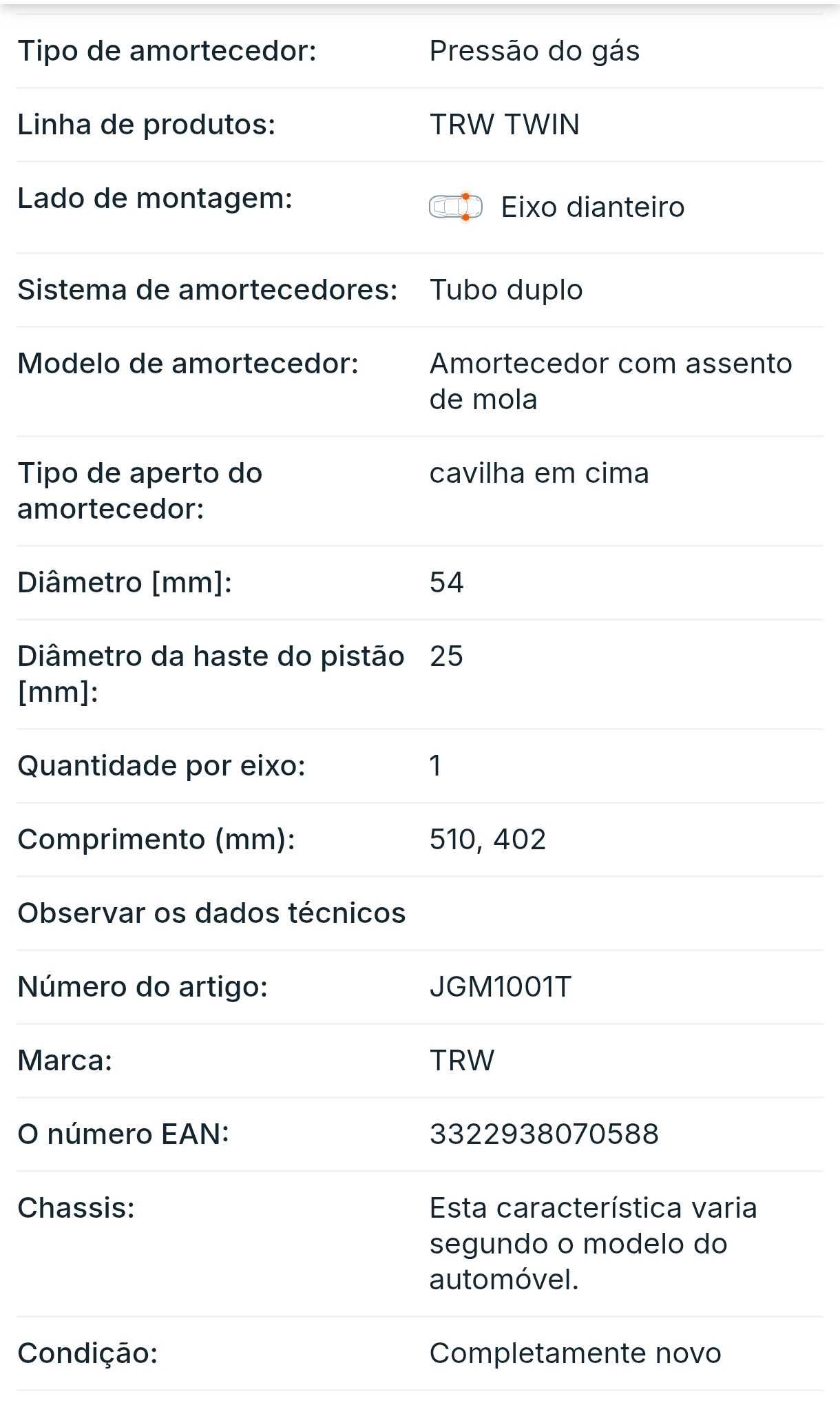 Amortecedores dianteiro e tras novos