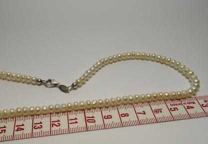 Naszyjnik pereł oponki 43 cm. srebrne zapięcie