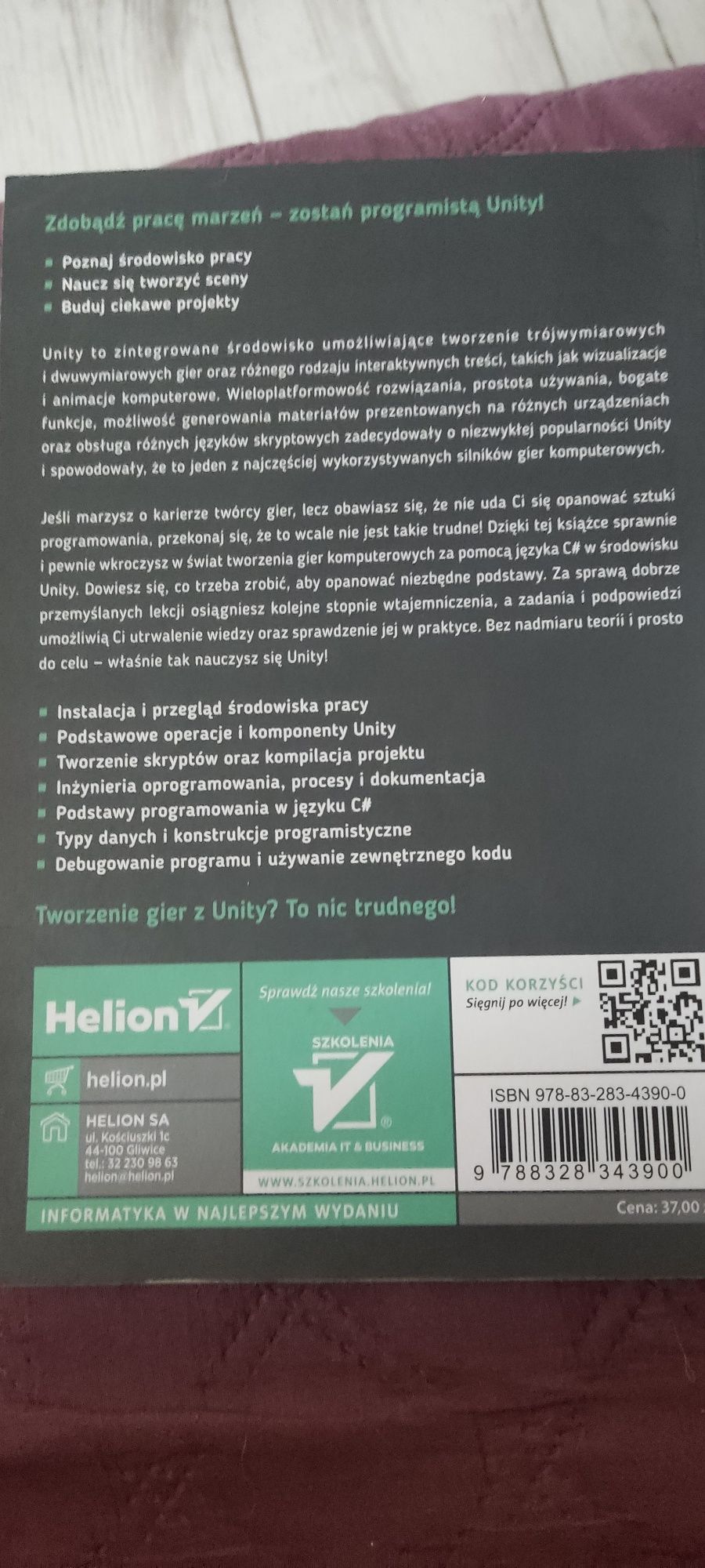 Książka do podstaw programowania gier "Unity I C#"