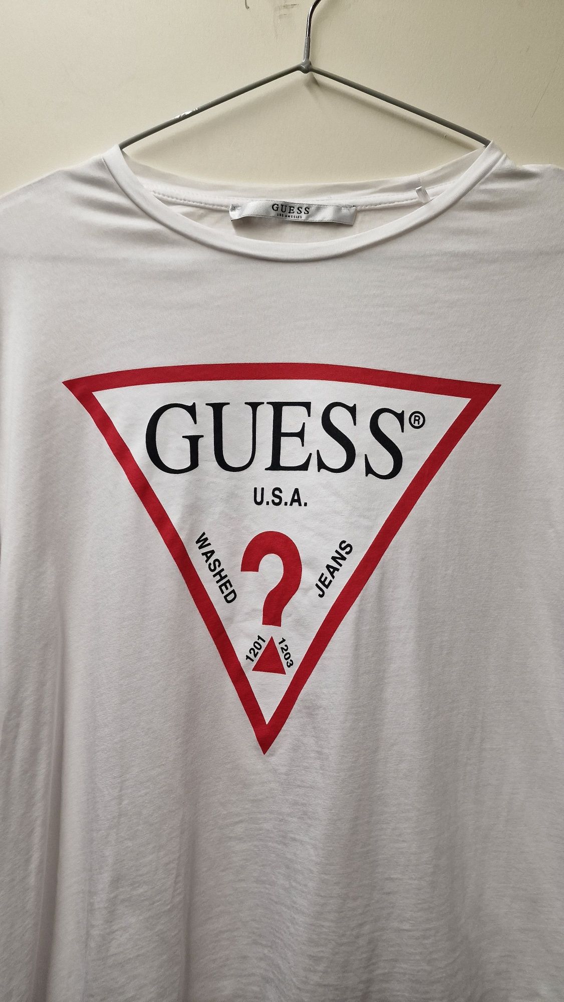 Koszulka t-shirt oryginalna biała Guess 40 L luźny krój