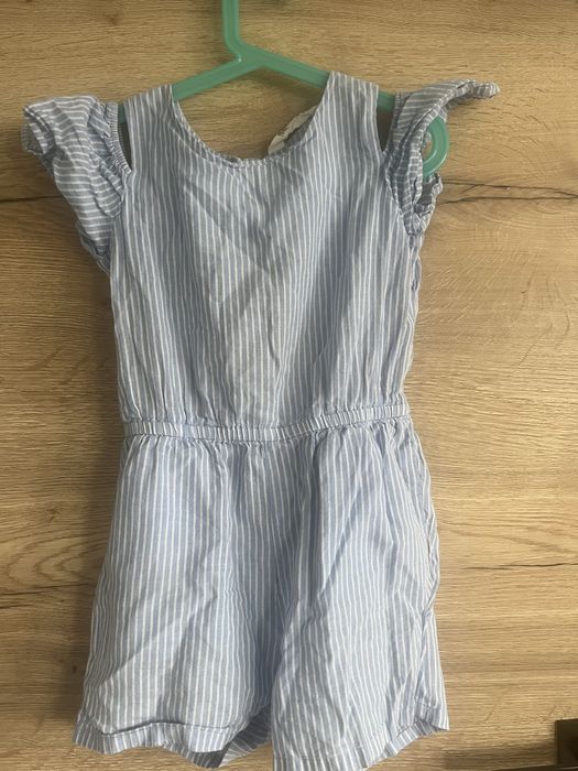 Komninezon h&m rozm 128, błękit, niebieski, paseczki