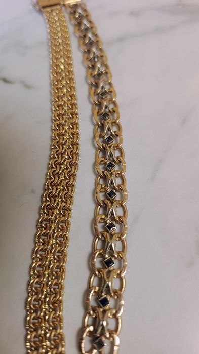 Золотий браслет 23 см 585 проби з камнямии