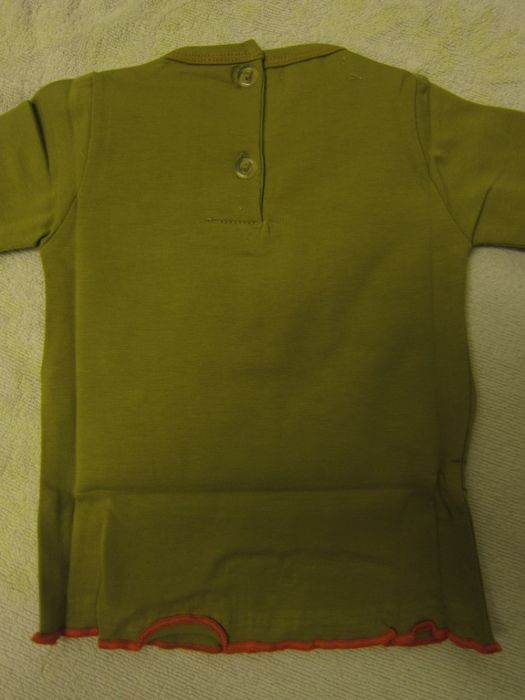 Camisola de Menina verde com urso laranja 3 meses NICO NOVO