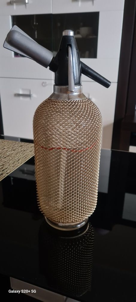 RETRO MERKURIA w złotym oplocie Syfon , Saturator .. PRL vintage