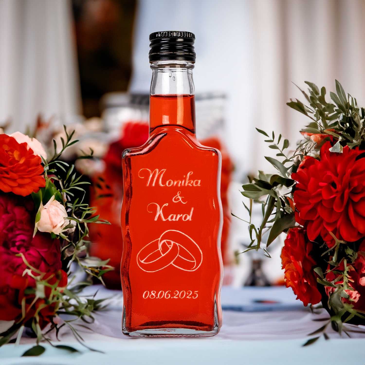 10x butelka FALA 200 ml z zakrętką na wesele ślub nalewki + grawer