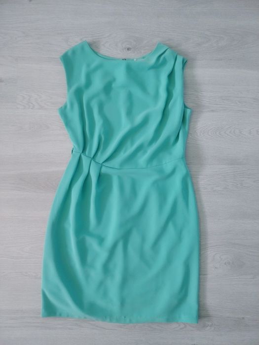 XL sukienka damska mgiełka marszczenia zwiewna zielona miętowa