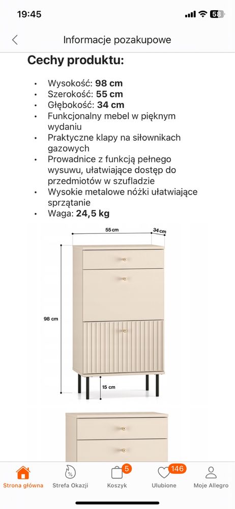 Szafka na buty Konsino
