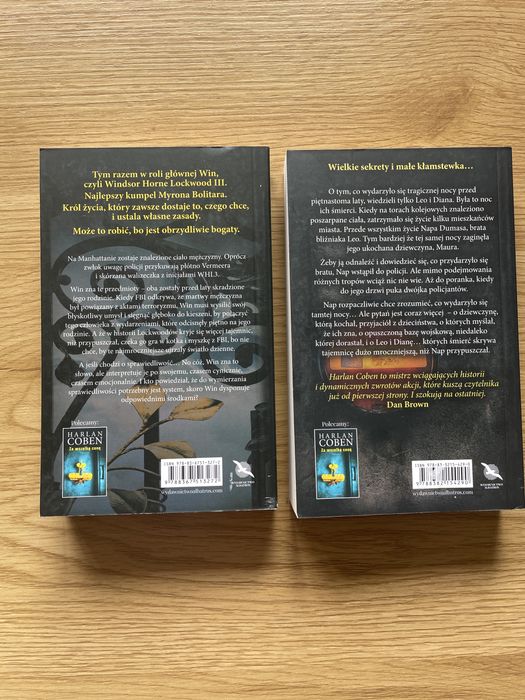 Harlan Coben zestaw 2 książek: MÓW MI WIN, i NIE ODPUSZCZAJ.  Nowe