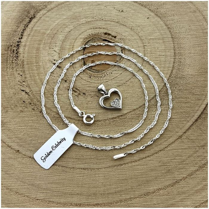 Srebrny Łańcuszek Serce Srebro 925+róża Wieczna Led Na Urodziny Dla Ko