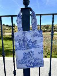 Lindo saco em toile de jouy azul:100%algodao