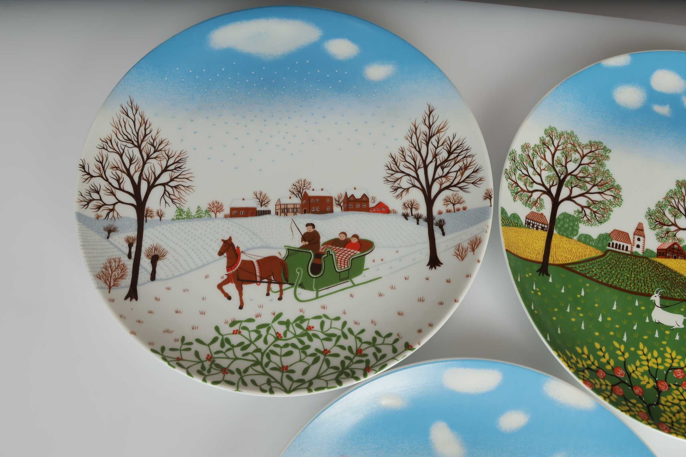 Zestaw trzech talerzy ozdobnych Furstenberg Porcelana 25cm pory roku
