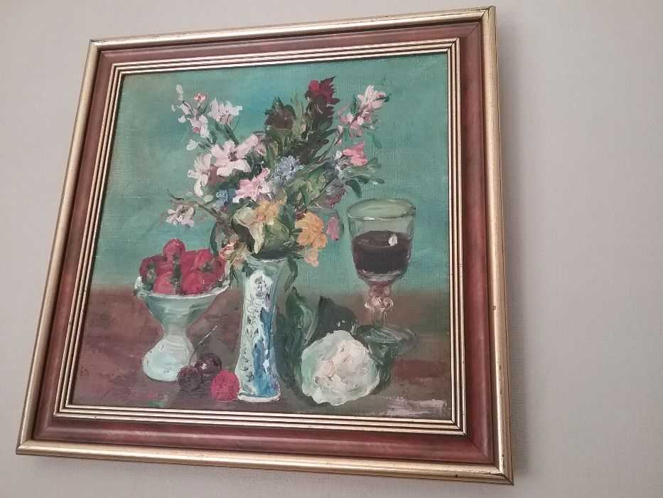 Картина " Натюрморт с белой розой" Ю.Глущенко, масло,холст