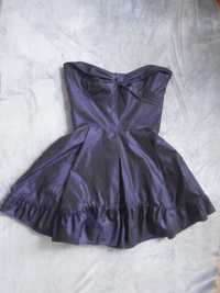 Nowa fioletowa sukienka bez ramiączek Tiffi mini krótka koktajlowa S M