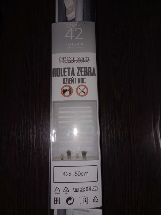 Roleta zebra dzień i noc szara 42 x 150 cm