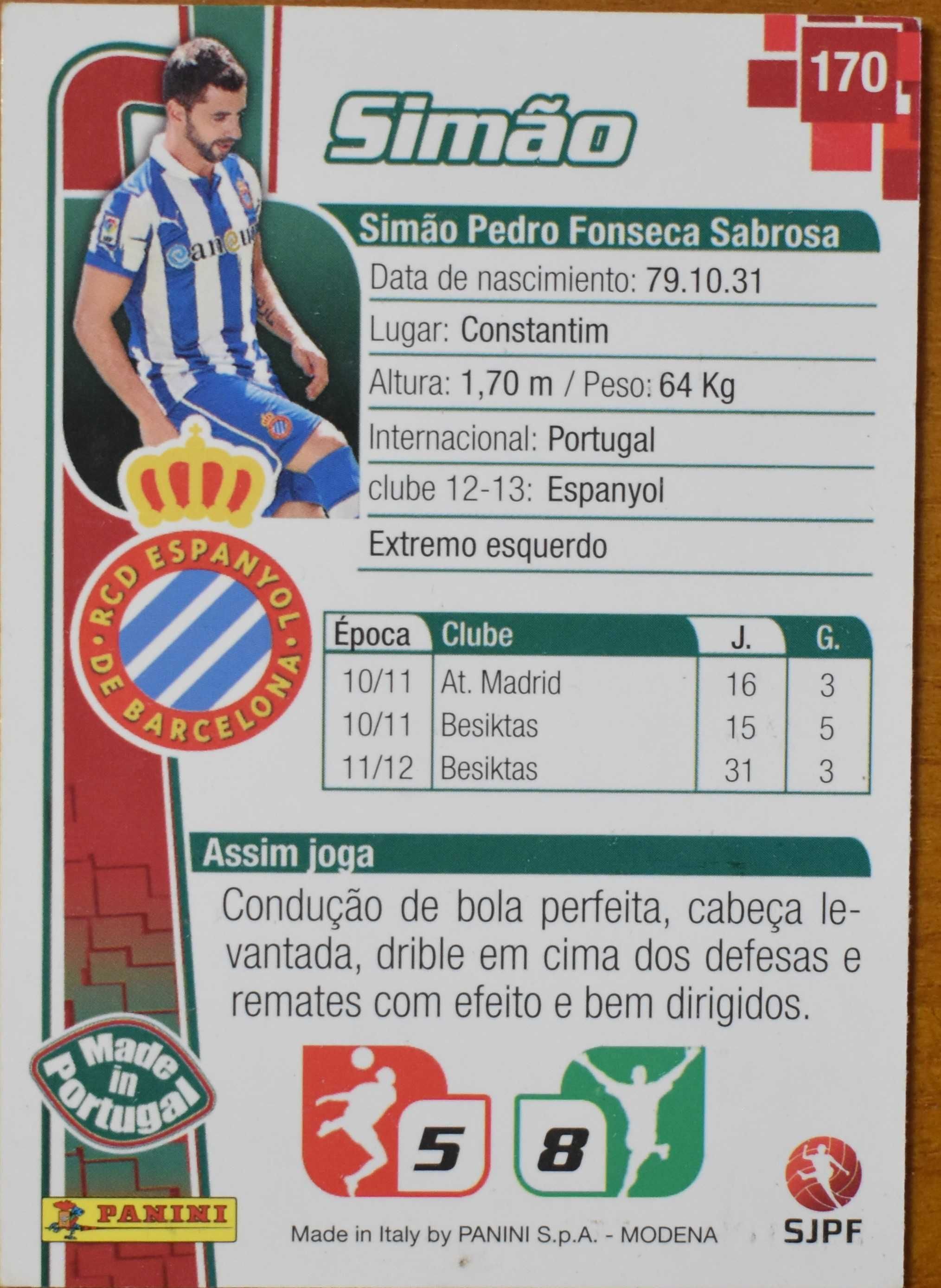 Simão Sabrosa - Espanyol - Made in Portugal card - Megacraques 2013