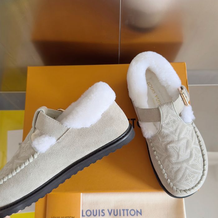 Louis Vuitton хутряні лофери – замшеві бежеві