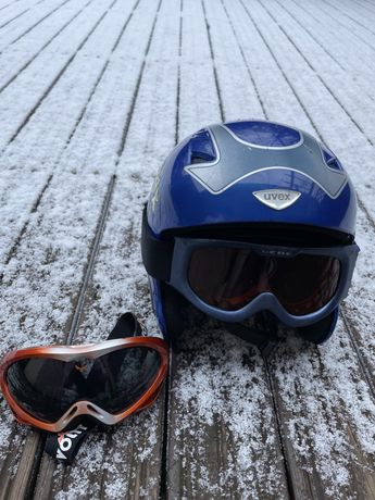 Kask narciarski snowboardowy Uvex dziecięcy 57-58 gogle okulary 2 pary
