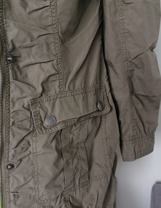 Lekki płaszczyk/ kurtka parka  oliwkowa XS /S śliczna