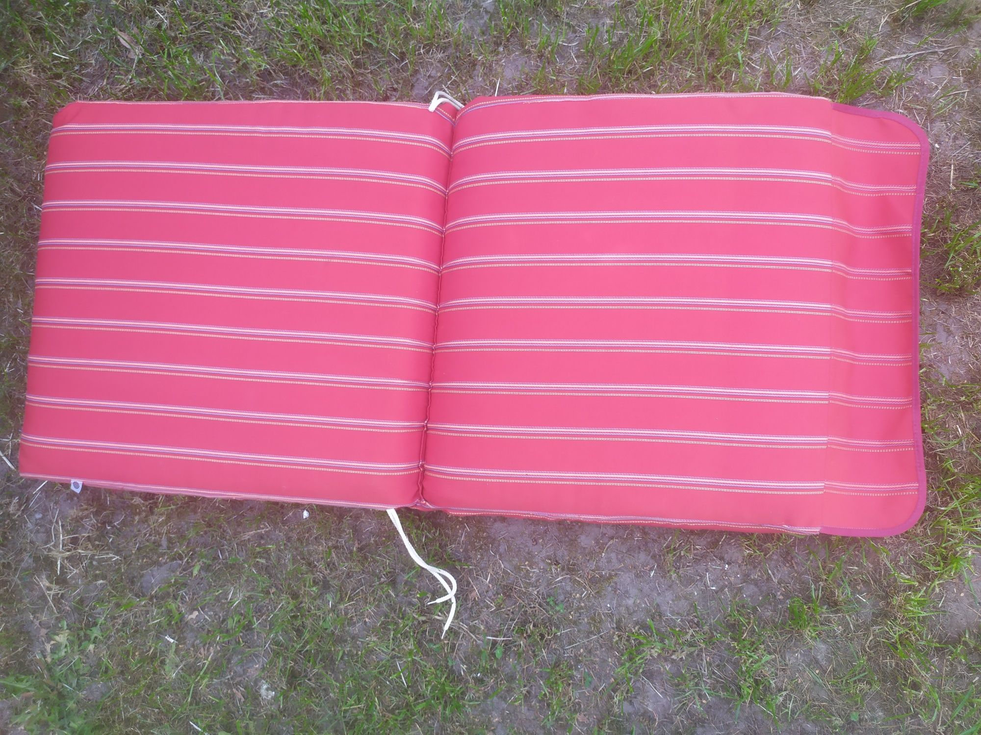 3 śliczne grube poduchy na leżaki,fotele ogrodowe czerwone w paski PAT