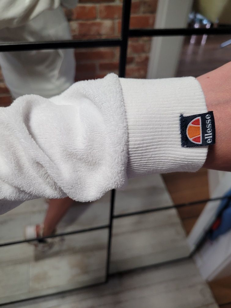 Biała welurowa bluza z kapturem Ellesse