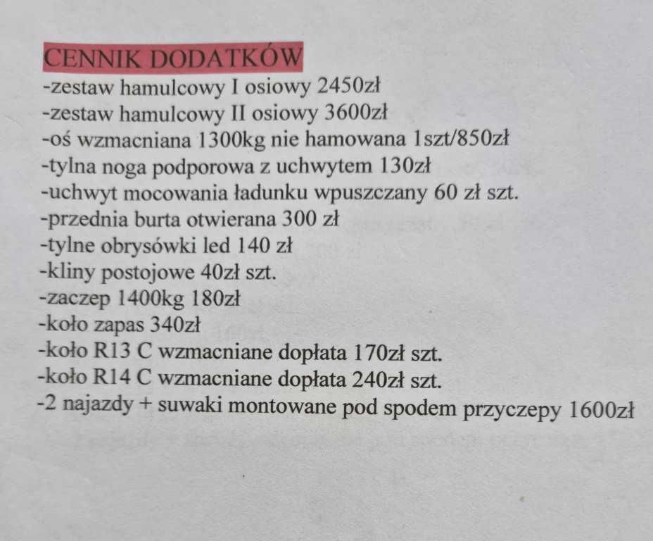 Przyczepka samochodowa Sidecar 400x176 750 kg PRODUCENT