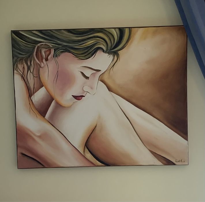 Quadro mulher pintado a mão