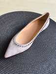 Baleriny z ćwiekami Christian Louboutin szare, nowe, zamszowe, plaskie