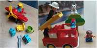 Lego Duplo 2 zestawy: wóz strażacki, mini samolot z warsztatem