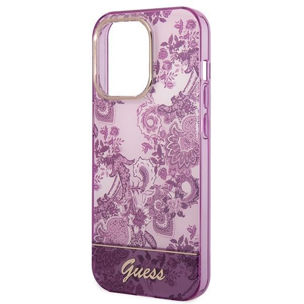 Guess Etui Porcelain Collection Fuksja iPhone 14 Pro 6,1" inną fasonu