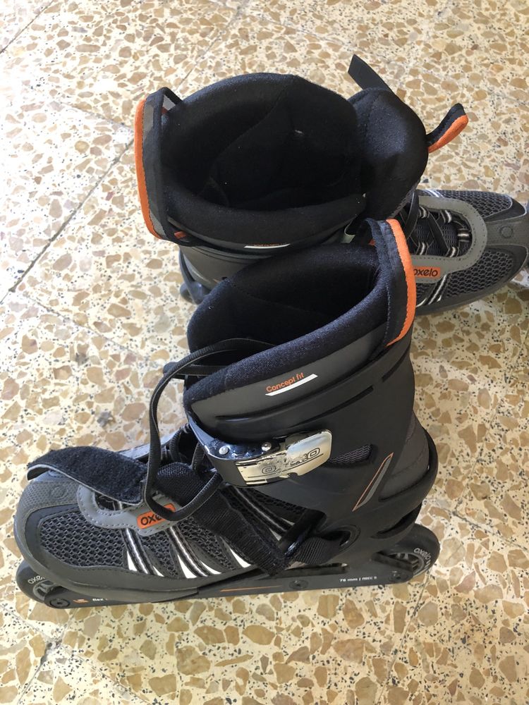 Patins em linha 42 com protecções e capacete