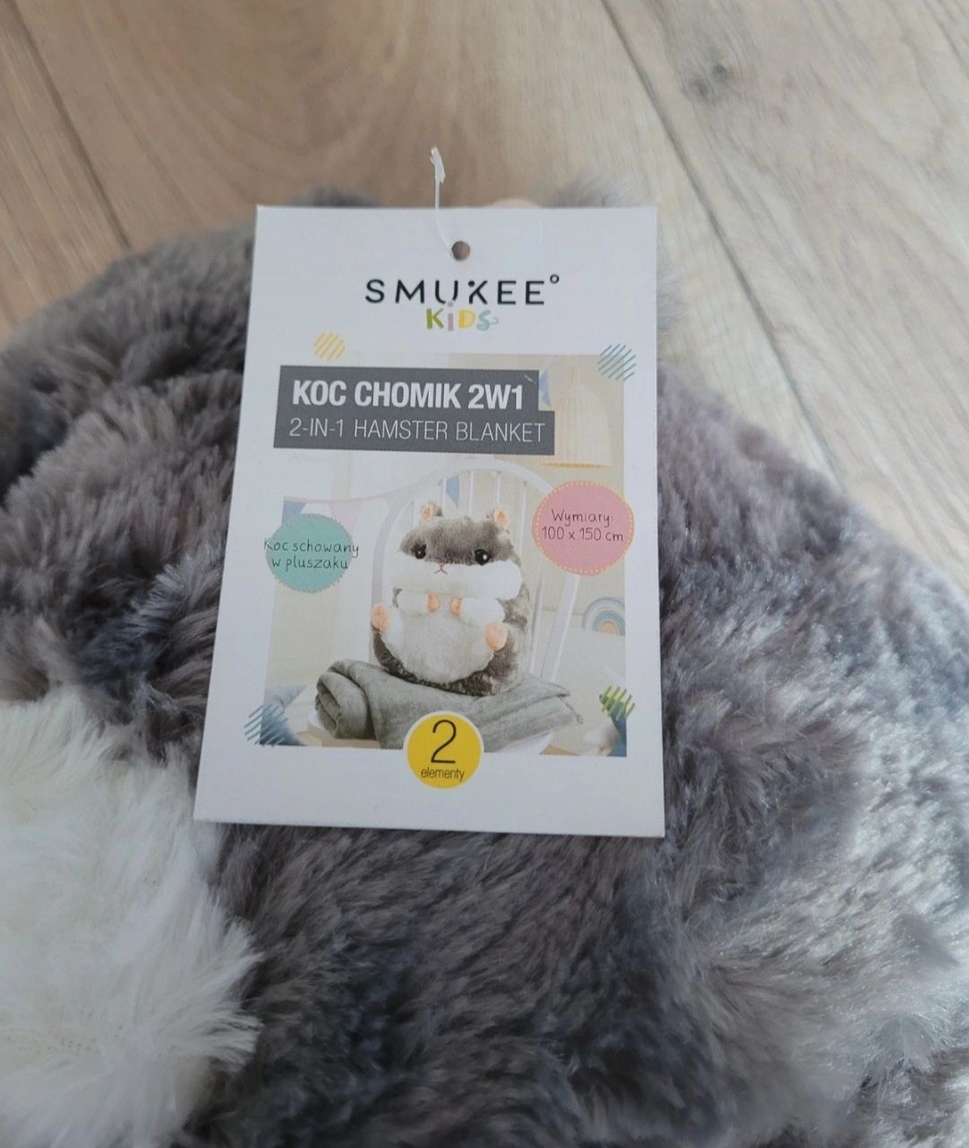 Koc chomik maskotka poduszka szary Smukee