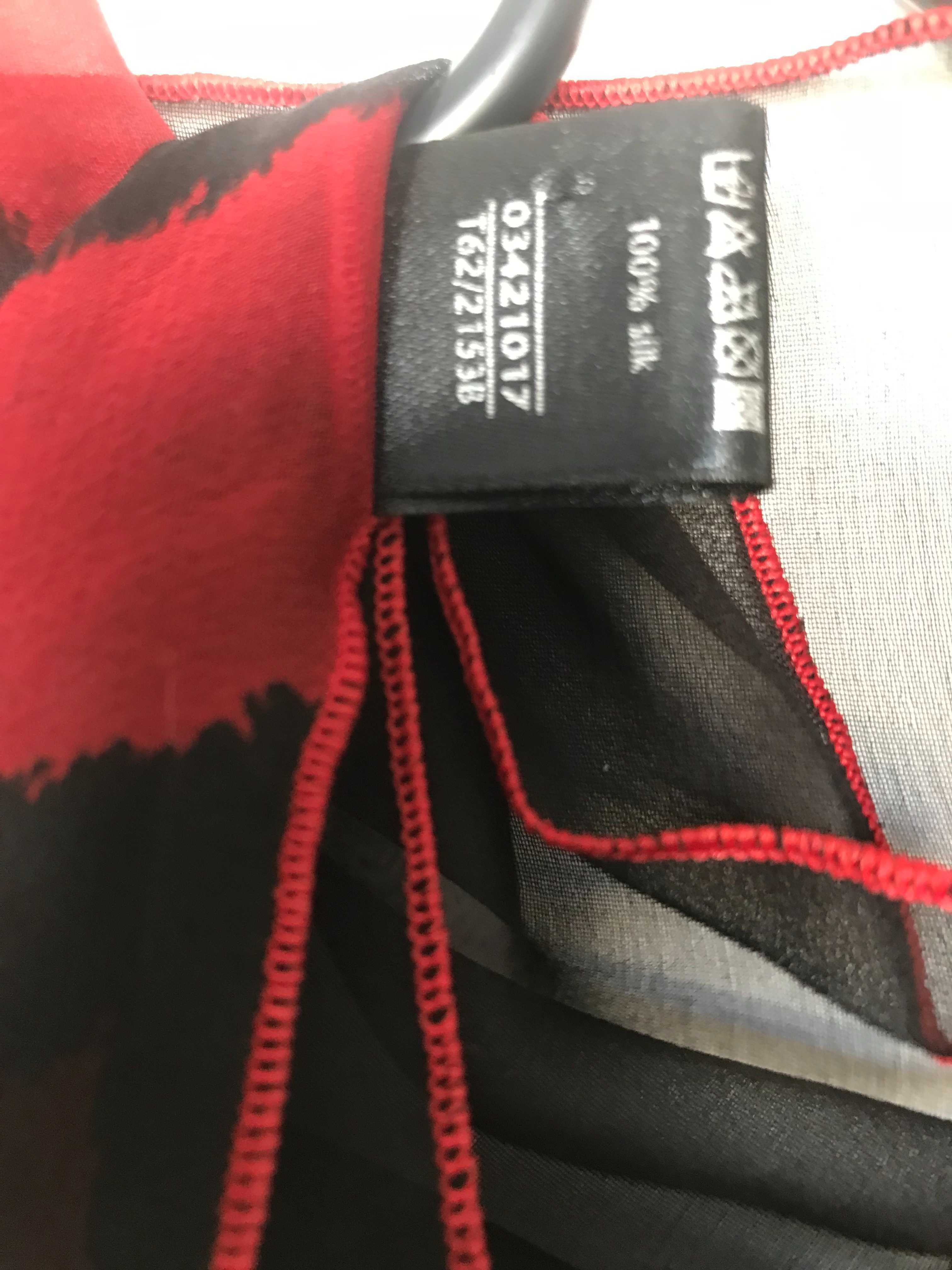 Jedwabny szal Per Una w czerwone pasy made in Italy