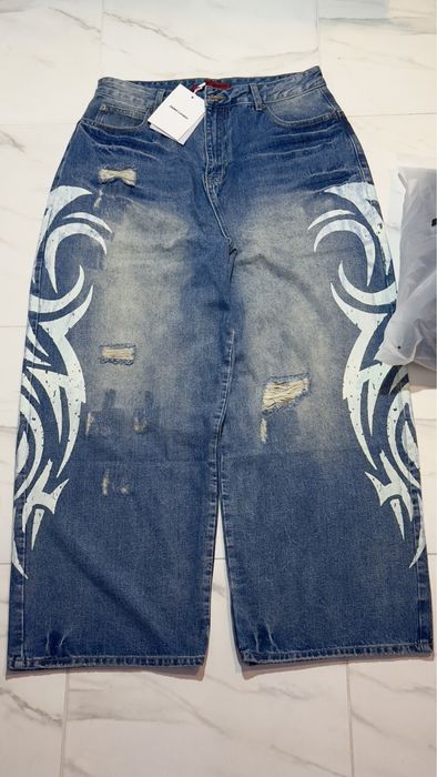 Jaded London Light Wash Blade Tribal XL Colossus Jeans