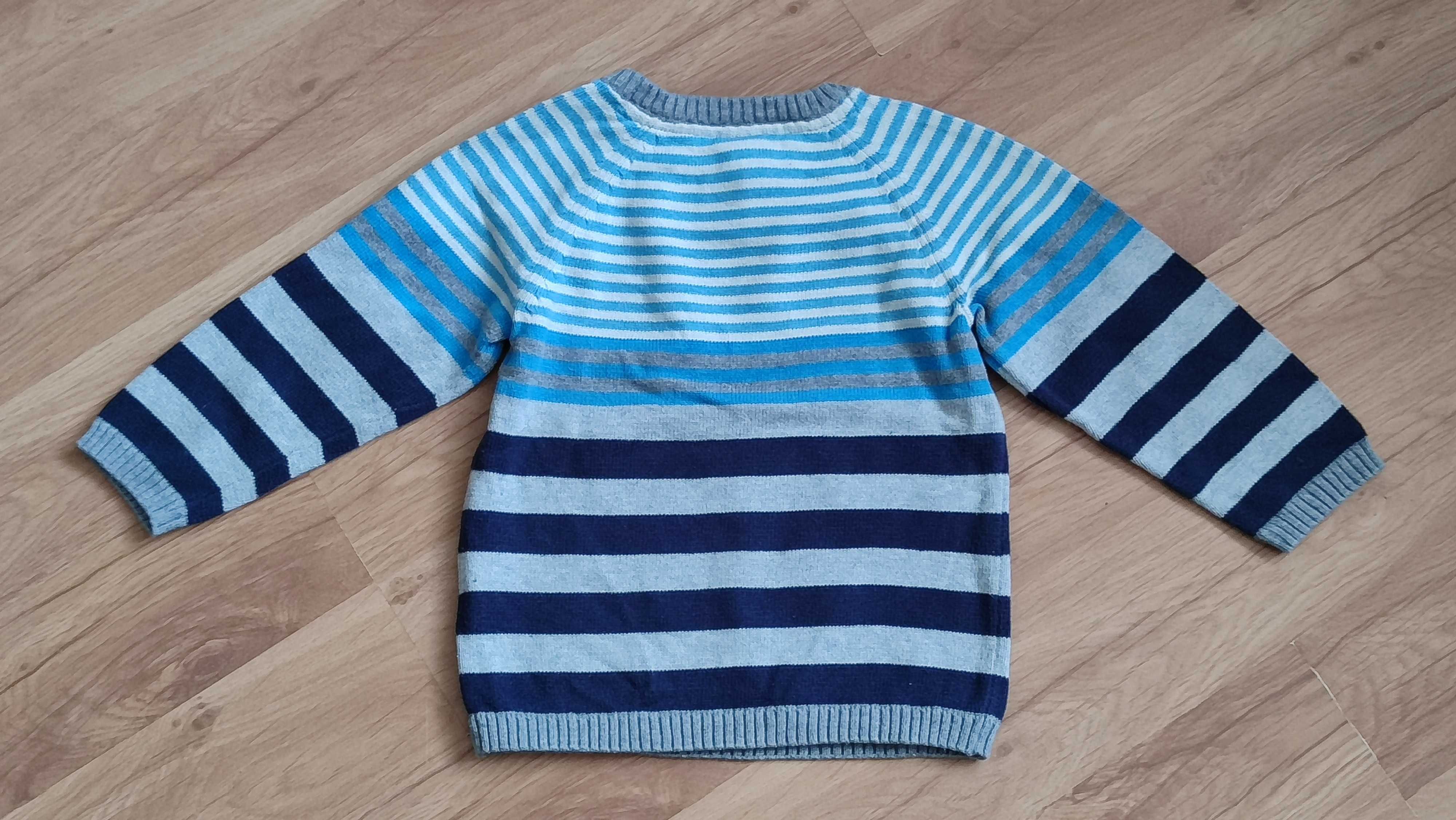 Sweterek w paseczki błękit granat popiel biel H&M