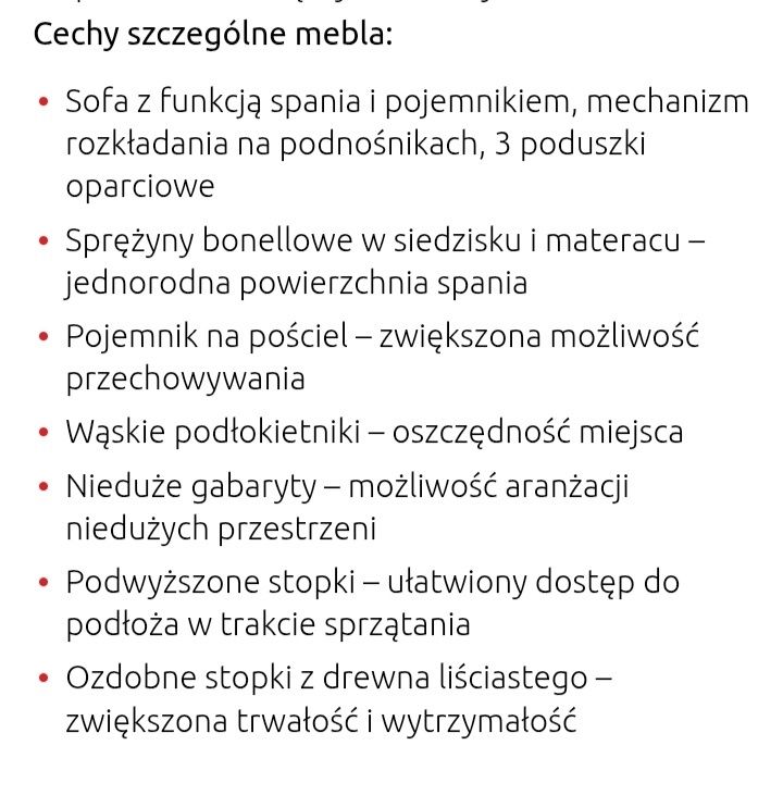 Sofa rozkładana Black Red White z pojemnikiem na pościel
